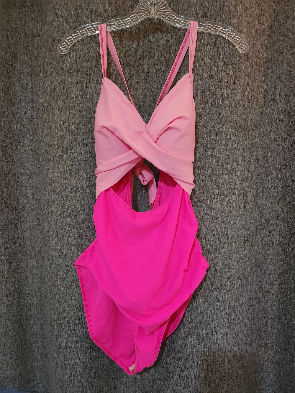 NWOT.  Two-Tone Pink Cutout One-Piece Swimsuit - Picture 2 of 3